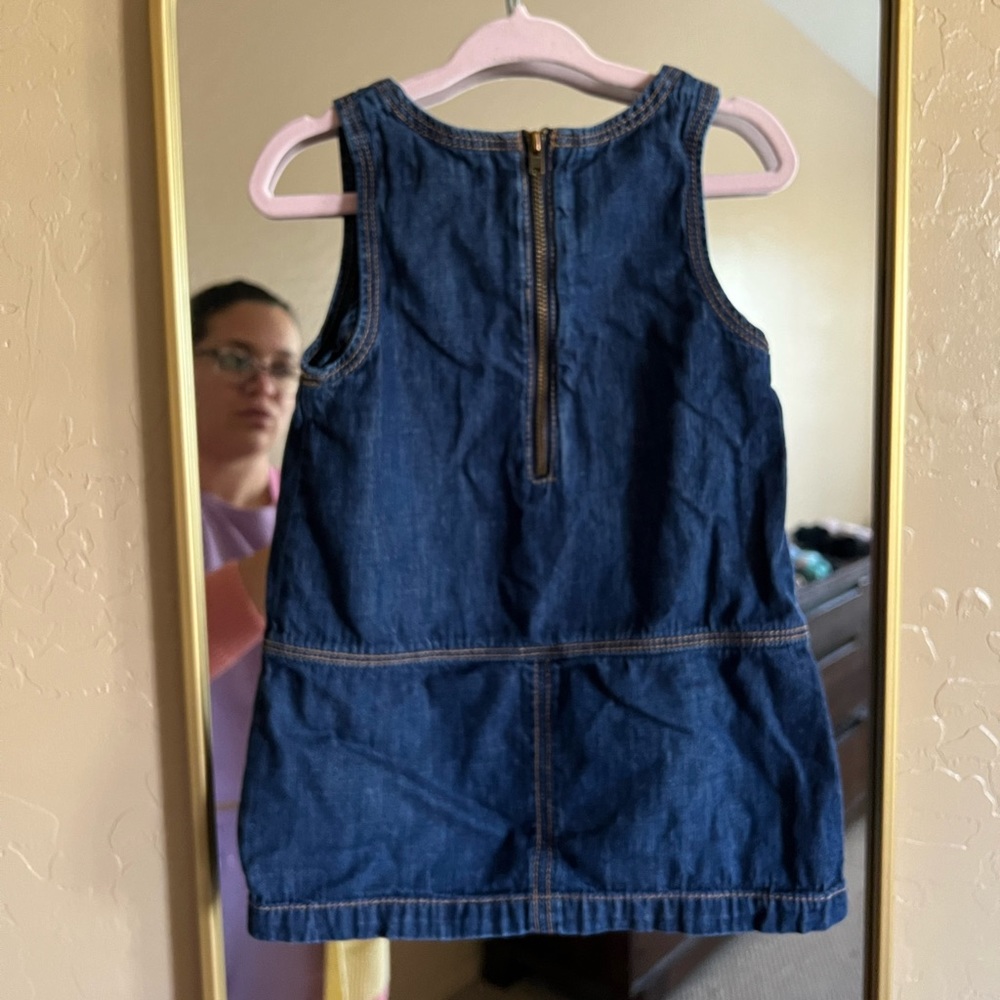Baby Gap Blue Denim 100% Cotton Jumper Dress with Pockets and Back Zipper - Picture 4 of 5